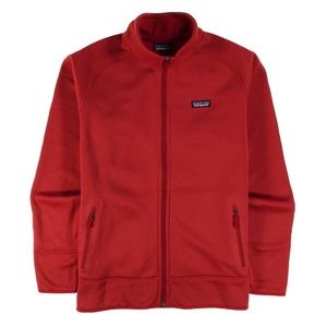 Patagonia Men's Tech Fleece Jacket Large in Red High Neck Zipper Closure